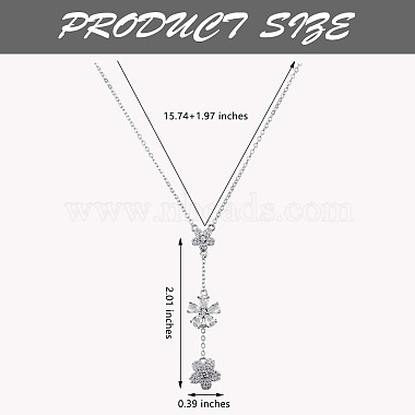 Clear Cubic Zirconia Flower Lariat Necklace(JN1062A)-3