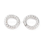 Rack Plating Brass Open Jump Rings, Textured Round, Lead Free & Cadmium Free, Long-Lasting Plated, Platinum, 15 Gauge, 7x1.5mm, Hole: 3.8mm(KK-B076-20P)