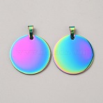 Heart/Flat Round/Teardrop Alloy Pendants, Flat Round, 35x1.5mm, Hole: 9x4.5mm(FIND-WH0139-321B-RC)