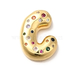 Brass Cubic Zirconia Pendants, Cadmium Free & Nickel Free & Lead Free, Letter A~Z Charms, Real 18K Gold Plated, Letter C, 29x22x7mm, Hole: 5x2.5mm(KK-M295-13G-C)