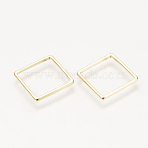 Brass Linking Rings, Nickel Free, Real 18K Gold Plated, Rhombus, 20x20x1mm, Side Length: 15mm(KK-Q735-243G)