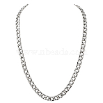 1Pc 304 Stainless Steel Cuban Link Chain Necklaces for Men Women, Non-Tarnish, Stainless Steel Color, 23.62 inch(60cm), 10mm(NJEW-SP0001-23F)