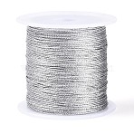 50M 6-Ply Round PET Metallic Thread, Silver, 0.3mm, about 54.68 Yards(50m)/Roll(MCOR-T003-02B)