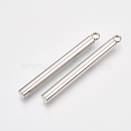 201 Stainless Steel Big Pendants, Bar, Stainless Steel Color, 55x5mm, Hole: 3mm(X-STAS-S079-102P)