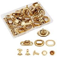 WADORN 10 Sets Brass Purse Twist Lock, Bag Turn Lock, with Rivets & Gaskets, Oval, Golden(FIND-WR0009-82G)