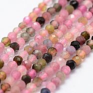 Natural Tourmaline Beads Strands, Faceted, Round, Mixed Color, 2mm, Hole: 0.5mm, about 156pcs/strand, 14.9 inch(38cm)(G-K185-14B)