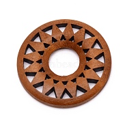 Splint Flat Round Pendants, for DIY Jewelry Making, Sienna, 34.5x4.5mm, Hole: 11mm(WOOD-WH0115-70A)