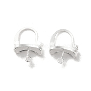 Brass Hoop Earring Findings, 925 Sterling Silver Plated, 18x13x2mm, Hole: 1.2mm, Pin: 0.8mm(FIND-Z039-24S)