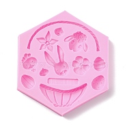 DIY Animals Food Grade Silicone Molds, Resin Casting Molds, For UV Resin, Epoxy Resin Jewelry Making, Handle & Chicken & Flower & Sheep & Rabbit & Seed & Oval & Rectangle & Basin, Pearl Pink, 125x106x14mm, Inner Diameter: 3~38x11~86mm(DIY-C019-06A)