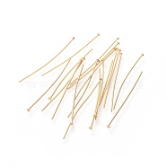 304 Stainless Steel Flat Head Pins, Real 18K Gold Plated, 45x0.7mm, Head: 2mm(STAS-G205-01A-G)