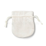 Velvet Storage Bags, Drawstring Pouches Packaging Bag, Oval, Floral White, 10x8cm(ABAG-H112-01B-04)