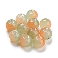 Two Tone Spray Painting Glass Beads, Imitation Jade Glass, Round, Orange, 10mm, Hole: 1.8mm, 200pcs/bag(GLAA-L046-03B)