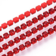 Electrophoresis Iron Rhinestone Strass Chains, Rhinestone Cup Chains, with Spool, Light Siam, SS8.5, 2.4~2.5mm, about 10yards/roll(CHC-Q009-SS8.5-B07)