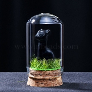 Natural Obsidian Display Decorations, with Glass Cover, Alpaca, 33x55mm(PW-WGFBCAE-03)