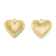 Ion Plating(IP) 201 Stainless Steel Pendants, Heart, Real 18K Gold Plated, 18.5x20.5x2.5mm, Hole: 1.8mm(STAS-N098-239LG)