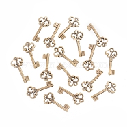 Vintage Alloy Pendants, Key, for DIY Handmade Accessories, Antique Bronze, 21.5x10x1mm, Hole: 1mm(PALLOY-TAC0009-81AB)