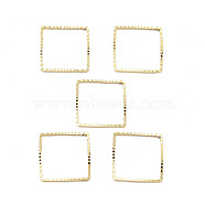 Brass Beads Frames, Cadmium Free & Lead Free, Square, Real 24K Gold Plated, 14x14x1mm(KK-M288-01G-E)