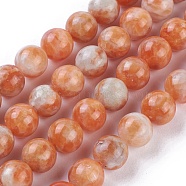 Natural Orange Calcite Beads Strands, Round, 8mm, Hole: 1mm, about 48~51pcs/strand, 15.3 inch~15.75 inch(39~40cm)(G-I247-10B)