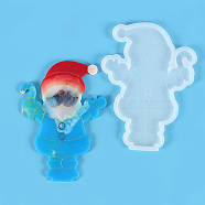 Christmas Theme DIY Santa Claus Display Silhouette Silicone Statue Molds, Resin Casting Molds, for Portrait Sculpture UV Resin & Epoxy Resin Craft Making, White, 161x120x6mm, Inner Diameter: 150x106mm(DIY-F114-03)