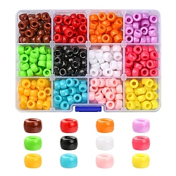 480Pcs 12 Colors Opaque Acrylic European Beads, Large Hole Beads, Barrel, Mixed Color, 9x6mm, Hole: 4mm, 40pcs/color(SACR-YW0001-42)