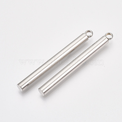 Tarnish Resistant 201 Stainless Steel Big Pendants, Bar, Stainless Steel Color, 55x5mm, Hole: 3mm(X-STAS-S079-102P)