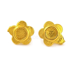 Brass Bead Caps Cabochon Settings, Lead Free & Cadmium Free, Flower, Golden, Tray: 2.5mm, 6x4mm(KK-G502-15B-G)