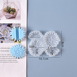 Gear Straw Topper Silicone Molds Decoration, Straw Attachments Epoxy Resin Casting Molds, For DIY Craft Making Supplies, White, 80x102x9.5mm, Inner Side: 22~52x44~52mm(DIY-J003-15)