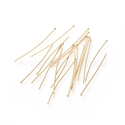 304 Stainless Steel Flat Head Pins, Real 18K Gold Plated, 45x0.7mm, Head: 2mm(STAS-G205-01A-G)