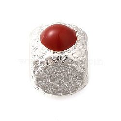 925 Sterling Silver Enamel Beads, Silver Color Pated, Cube, Red, 5.5x4.5x4.5mm, Hole: 1.6mm(STER-L066-05S-01)