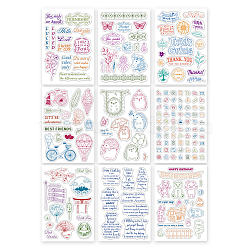 Globleland 9 Sheets 9 Style PVC Plastic Stamps, for DIY Scrapbooking, Photo Album Decorative, Cards Making, Stamp Sheets, Mixed Patterns, 16x11x0.3cm, 1 sheet/style(DIY-GL0002-70)