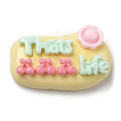 Opaque Resin Cabochons, Word That's Life Cabochons, Cherry, 13x22.5x7mm(RESI-K026-01D)