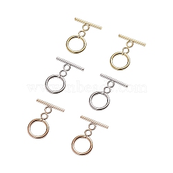 Vacuum Plating 304 Stainless Steel Ring Toggle Clasps, Mixed Color, Ring: 19x14x2mm, Hole: 3mm, Bar: 20x7x2mm, Hole: 3mm, 3 colors, 4set/color, 12set/bag(STAS-CJ0001-46)