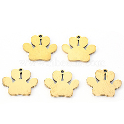 Vacuum Plating 304 Stainless Steel Charms, Laser Cut, Dogs Paw Print, Golden, 13x15x1mm, Hole: 1.2mm(X-STAS-N092-46G)