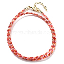 Polyester Cord Braided Necklace Makings, with Brass Findings, Stainless Steel Clasps, Long-Lasting Plated, Golden, Red, 18-3/4 inch(47.5cm)(MAK-L043-03G-29)