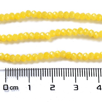 Baking Painted Imitation Jade Glass Bead Strands, Faceted Rondelle, Gold, 3x2mm, Hole: 0.8mm, about 158pcs/strand, 14.76''(37.5cm)