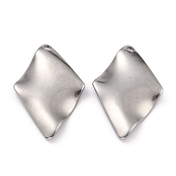 304 Stainless Steel Pendants, Twist Rhombus, Stainless Steel Color, 28x18x2mm, Hole: 1.8mm