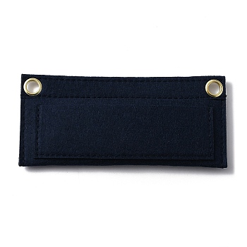 Wool Felt Purse Organizer Insert, with Iron Grommets, Mini Handbag Shaper Premium Felt, Bag Accessories, Rectangle, Black, 17x8x0.7cm, Hole: 10mm