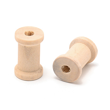 Wooden Empty Spools for Wire, Thread Bobbins, Blanched Almond, 2.7x1.5cm