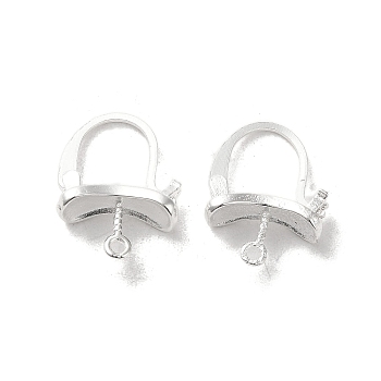Brass Hoop Earring Findings, 925 Sterling Silver Plated, 18x13x2mm, Hole: 1.2mm, Pin: 0.8mm