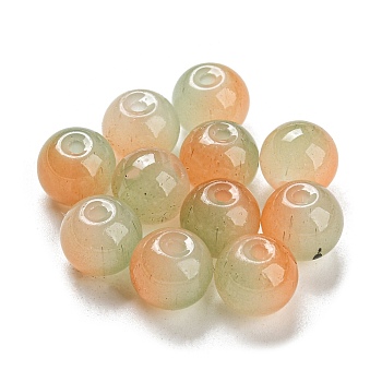 Two Tone Spray Painting Glass Beads, Imitation Jade Glass, Round, Orange, 10mm, Hole: 1.8mm, 200pcs/bag