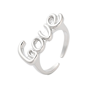 Bass LOVE Open Cuff Rings for Women, Platinum, Inner Diameter: Adjustable