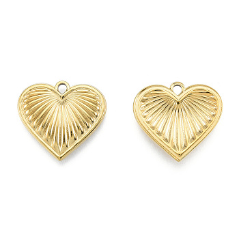 Ion Plating(IP) 201 Stainless Steel Pendants, Heart, Real 18K Gold Plated, 18.5x20.5x2.5mm, Hole: 1.8mm