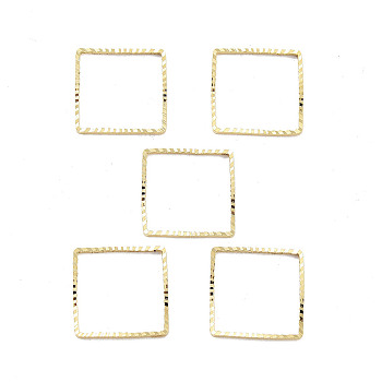 Brass Beads Frames, Cadmium Free & Lead Free, Square, Real 24K Gold Plated, 14x14x1mm