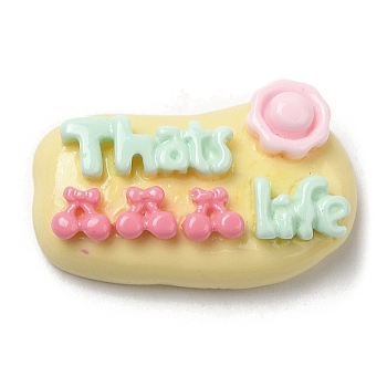 Opaque Resin Cabochons, Word That's Life Cabochons, Cherry, 13x22.5x7mm
