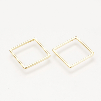 Brass Linking Rings, Nickel Free, Real 18K Gold Plated, Rhombus, 20x20x1mm, Side Length: 15mm