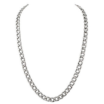1Pc 304 Stainless Steel Cuban Link Chain Necklaces for Men Women, Non-Tarnish, Stainless Steel Color, 23.62 inch(60cm), 10mm