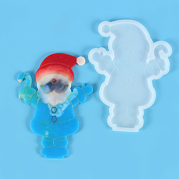 Christmas Theme DIY Santa Claus Display Silhouette Silicone Statue Molds, Resin Casting Molds, for Portrait Sculpture UV Resin & Epoxy Resin Craft Making, White, 161x120x6mm, Inner Diameter: 150x106mm