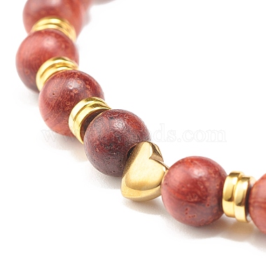 Natural Wood Round Beads Stretch Bracelet(BJEW-JB07129)-6
