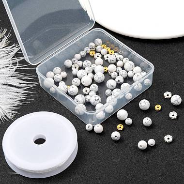 96 pièces kit de perles rondes en howlite synthétique pour la fabrication de bijoux à bricoler soi-même(DIY-FS0002-02)-5