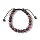 8mm Round Natural Rhodonite Braided Bead Bracelets(BJEW-C067-01B-13)-2